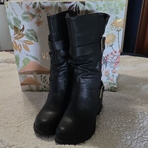 Global Win Black Combat & Moto Boots